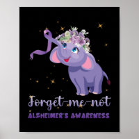 Forget me not Alzheimers Awareness Elephant Flower