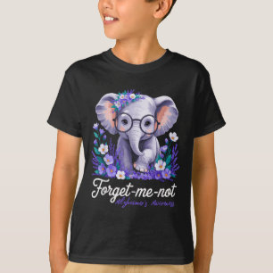 Forget me not Alzheimers Awareness Elephant Flower T-Shirt