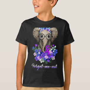 Forget me not Alzheimers Awareness Elephant Flower T-Shirt