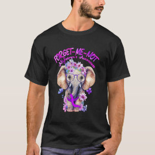 Forget Me Not Alzheimers Awareness Elephant Purple T-Shirt