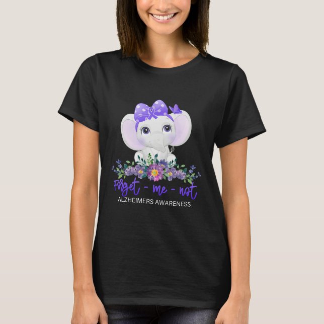   Forget me not Alzheimers Awareness Elephant  T-Shirt (Front)