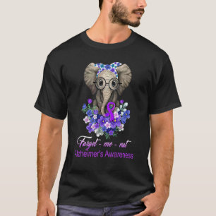 Forget Me Not Alzheimer's Awareness Purple Ribbon  T-Shirt