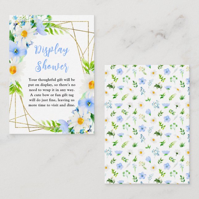 Forget-Me-Not and Daisies Baby Display Shower Enclosure Card (Front/Back)
