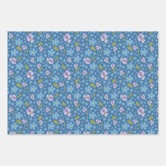 Forget-Me-Not and Pansy Wrapping Paper Sheets