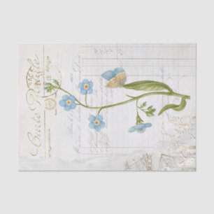 Forget Me Not Blue Butterfly Flower French Script Tissue Paper