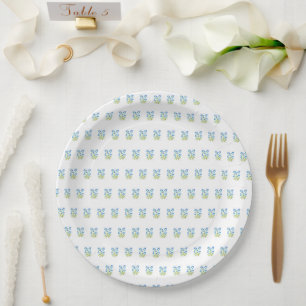 Forget me not Blue Flowers Baby Shower Girl Paper Plate