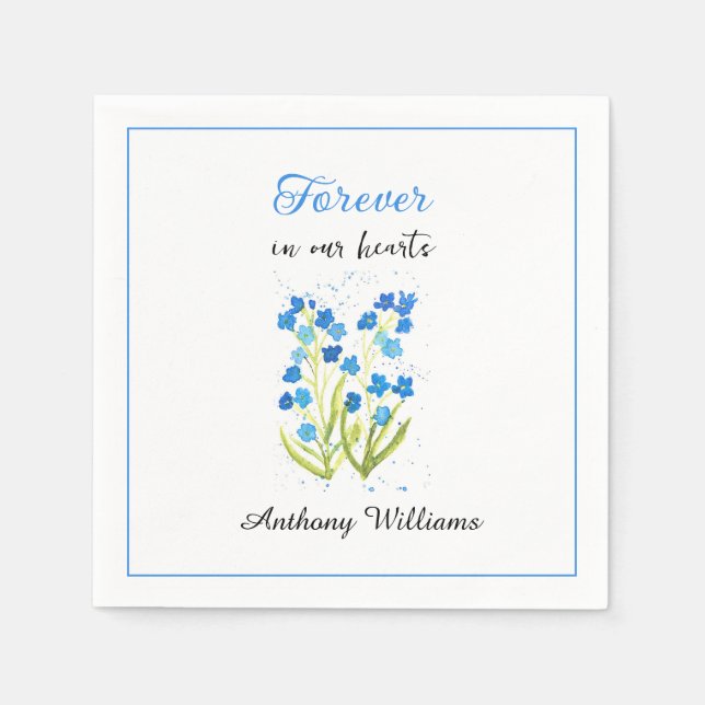 Forget me not Blue Flowers Funeral Napkin (Front)