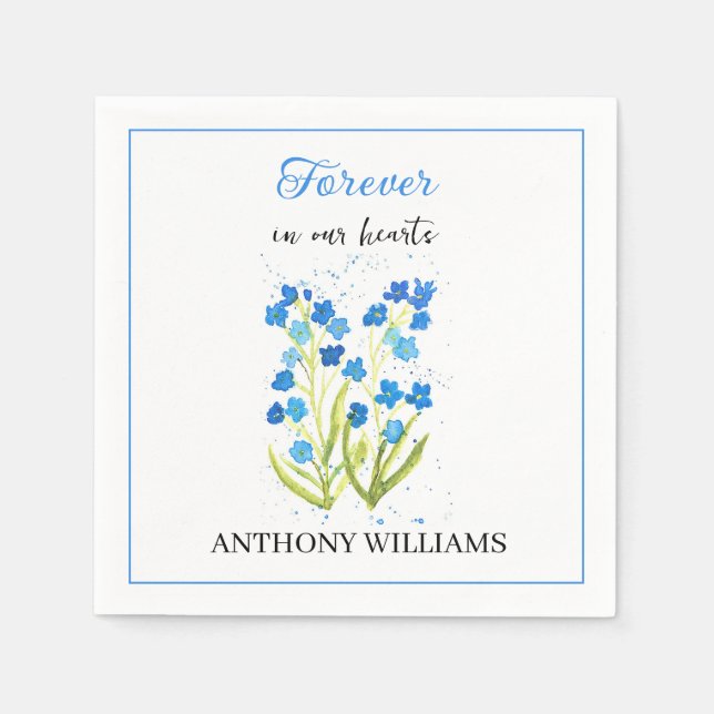 Forget me not Blue Flowers Funeral Napkin (Front)
