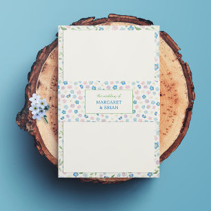 Forget Me Not Blue & Pink Watercolor Wedding  Invitation Belly Band