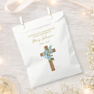 Forget me not Cross Seed Packet Funeral Favor Bag
