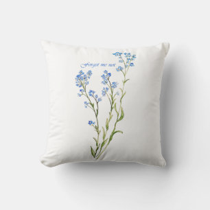 Forget me not Custom Watercolor Garden Flower Cushion