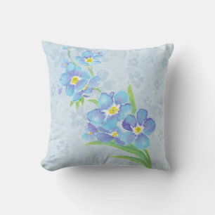 Forget me not Custom Watercolor Garden Flower Cushion