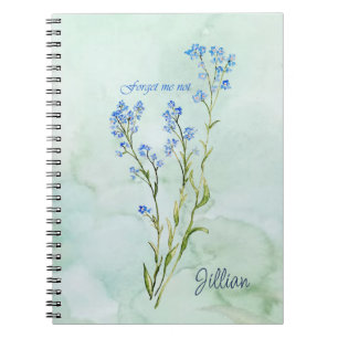 Forget me not Custom Watercolor Garden Flower Notebook
