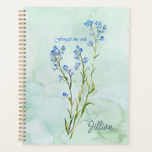 Forget me not Custom Watercolor Garden Flower Planner (Front)