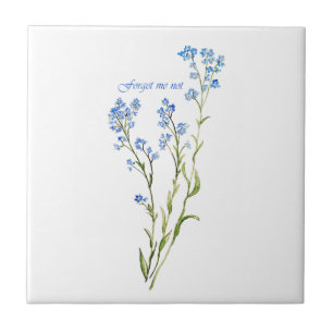 Forget me not Custom Watercolor Garden Flower Tile