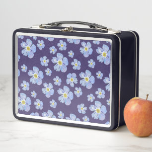 Forget me not Design on Metal Lunch Box
