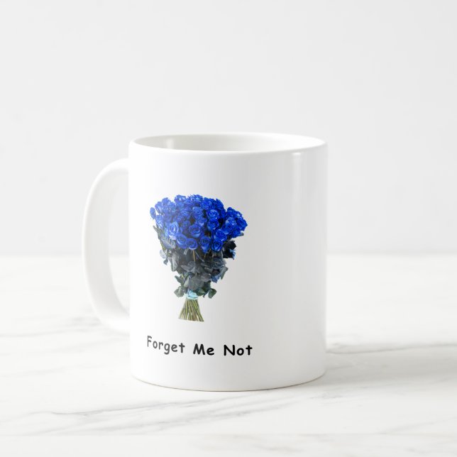 Forget Me Not Elegant Blue Rose flower coffee Coffee Mug (Front Left)