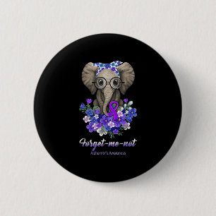 Forget Me Not Elephant Flowers Heimerheimer Brain 6 Cm Round Badge