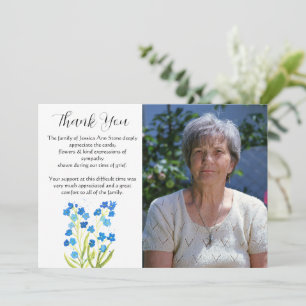 Forget Me Not Floral Funeral Death Thank you  Invitation