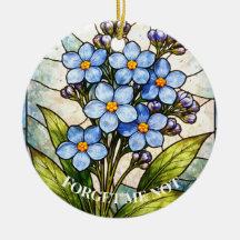 Forget Me Not Floral Stained Glass Custom Grief