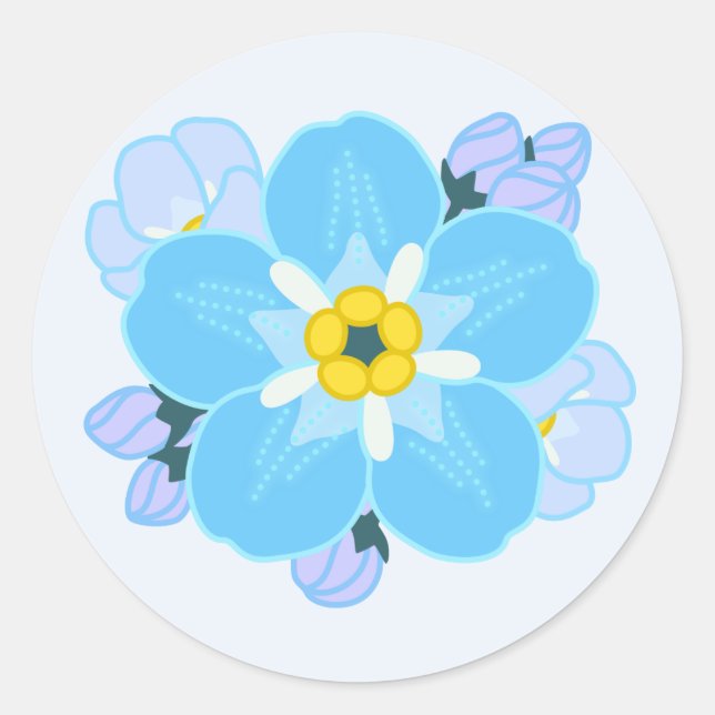 Forget-me-not Flower Classic Round Sticker (Front)