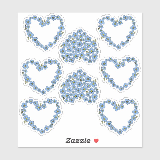 Forget me not flower field with hearts frame (Sheet)