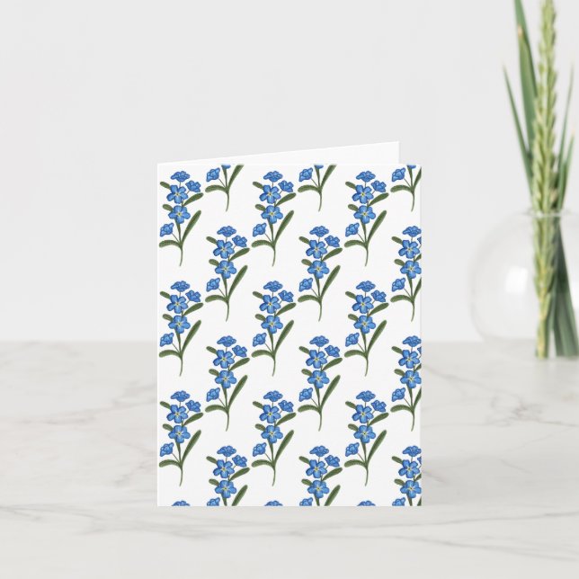 Forget Me Not Flower Greetings Card White Pattern (Front)