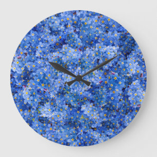 Forget Me Not Flower Pattern Large Clock