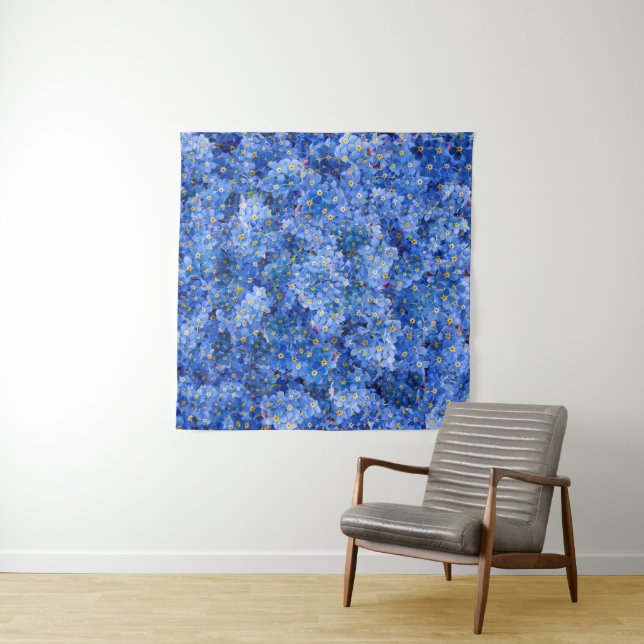 Forget Me Not Flower Pattern Tapestry (In Situ (Horizontal))