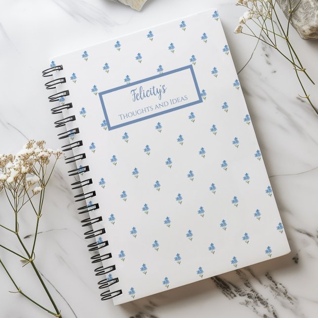 Forget Me Not Flower Personalised Journal Notebook (Forget Me Not Spiral Notebook)