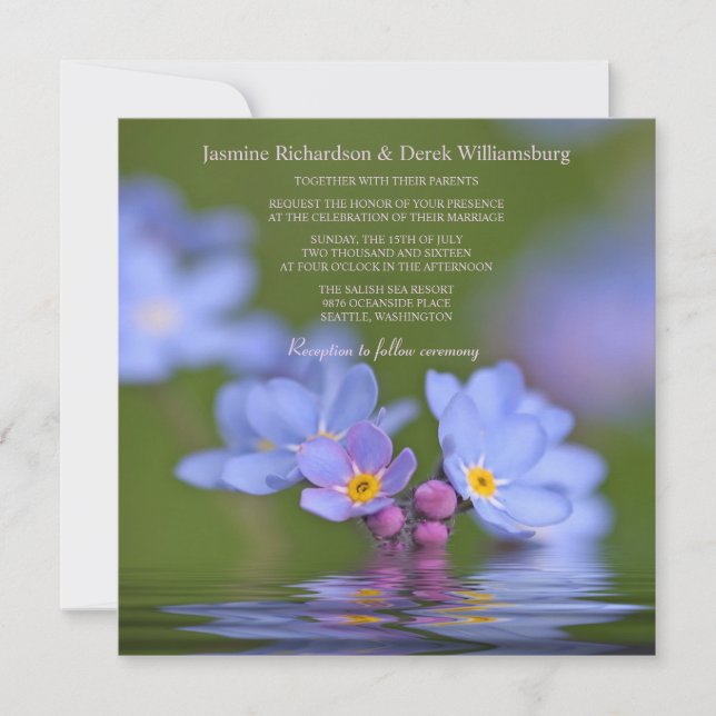 Forget Me Not Flower Photo Wedding Invitations (Front)