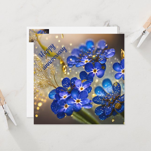 Forget-me-not flower with gold accents  (Front/Back In Situ)