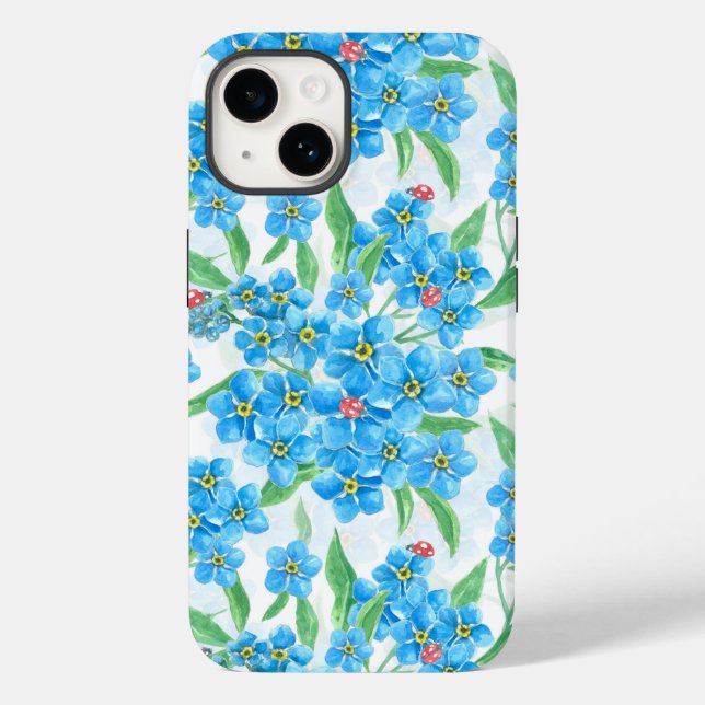 Forget me not flowers and ladybugs Case-Mate iPhone case (Back)