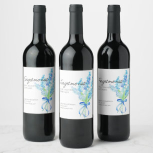 Forget Me Not Flowers Business Promotional Wine Label