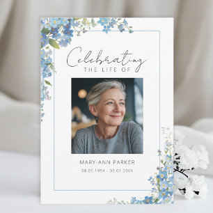 Forget Me Not Flowers "Celebration of Life" Photo Invitation