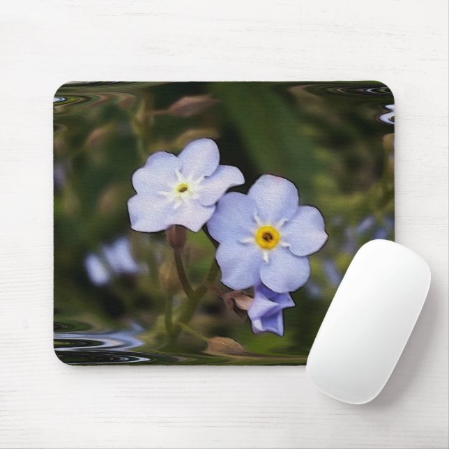 Forget me not flowers mouse pad (With Mouse)