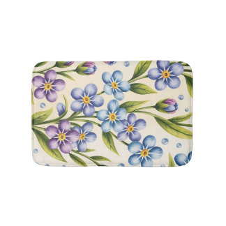 Forget-me-not flowers on cream  bath mat