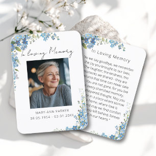 Forget Me Not Flowers Photo Prayer Cards