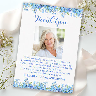 Forget Me Not Flowers Photo Sympathy Funeral  Thank You Card