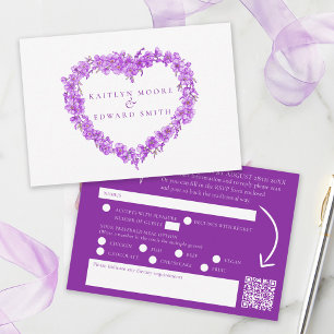 Forget me not flowers purple watercolor wedding QR RSVP Card
