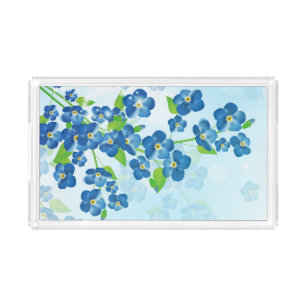 Forget Me Not Flowers Rectangle Vanity Tray