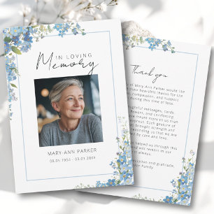 Forget Me Not Flowers Thank You Bereavement Photo Card