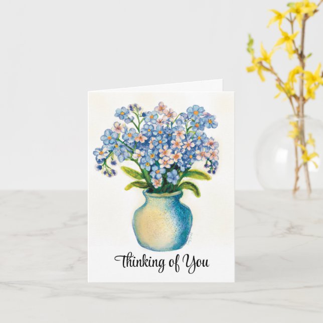 Forget Me Not Flowers Thinking Of You Sympathy Card (Yellow Flower)