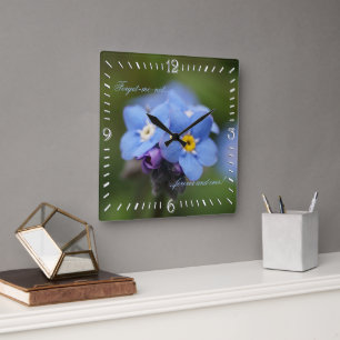 Forget-me-not forever and ever  square wall clock