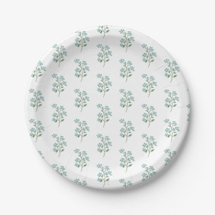 Forget Me Not Fresh Green Wedding Party Paper Plate