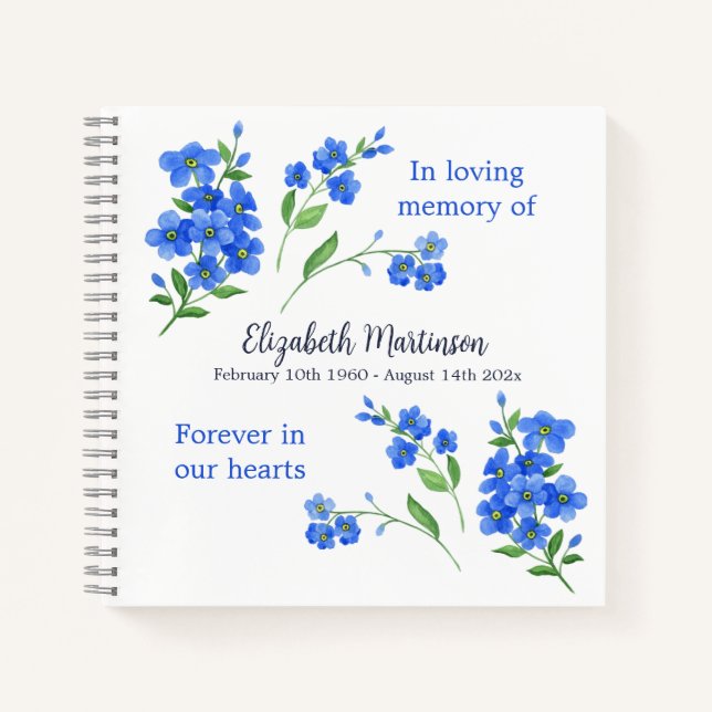 Forget Me Not Funeral Memorial Guest Book (Front)