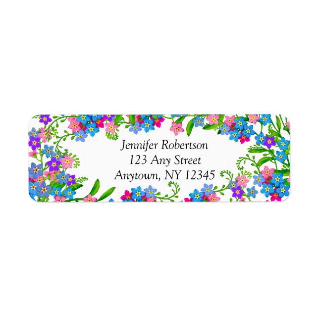 Forget Me Not Garden Flowers Address Labels (Front)