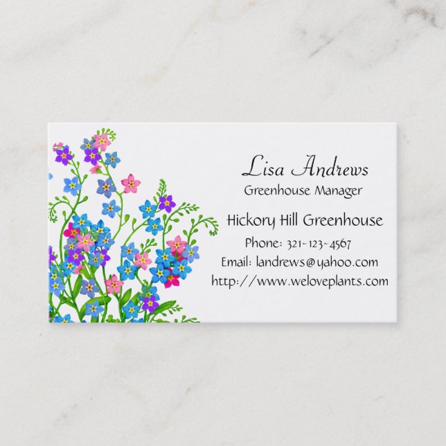 Forget Me Not Garden Flowers Business Card (Front)