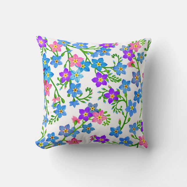 Forget Me Not Garden Flowers Pillow (Front)