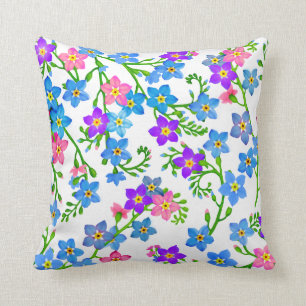 Forget Me Not Garden Flowers Pillow